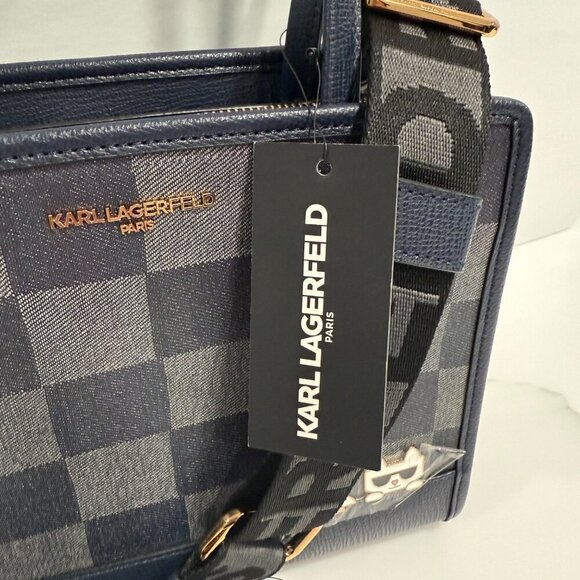 Karl Lagerfeld MAYBELLE Karl & Cat Crossbody Convertible Check Purse Bag NEW - Picture 14 of 15